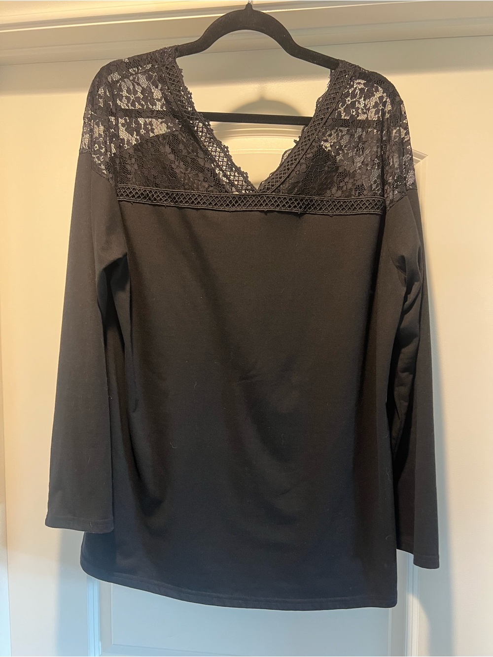 Black lace knit top XL